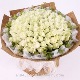 108 White Roses Bouquet