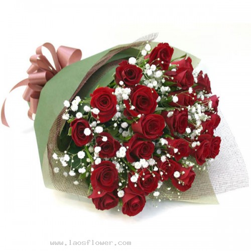 25 Red Roses Red Ribbon