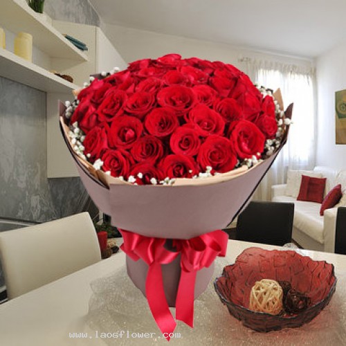 A bouquet of 50 red roses is a perfect gift for someone special.