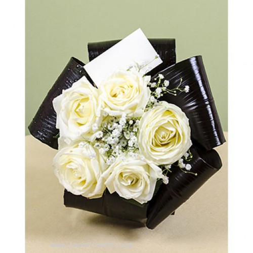 Five Roses with Gypsophila Bouquet